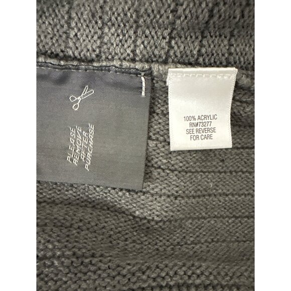 Dana Buchman Gray Knit Poncho Sweater W/ Button Detail High Collar M - Picture 11 of 12